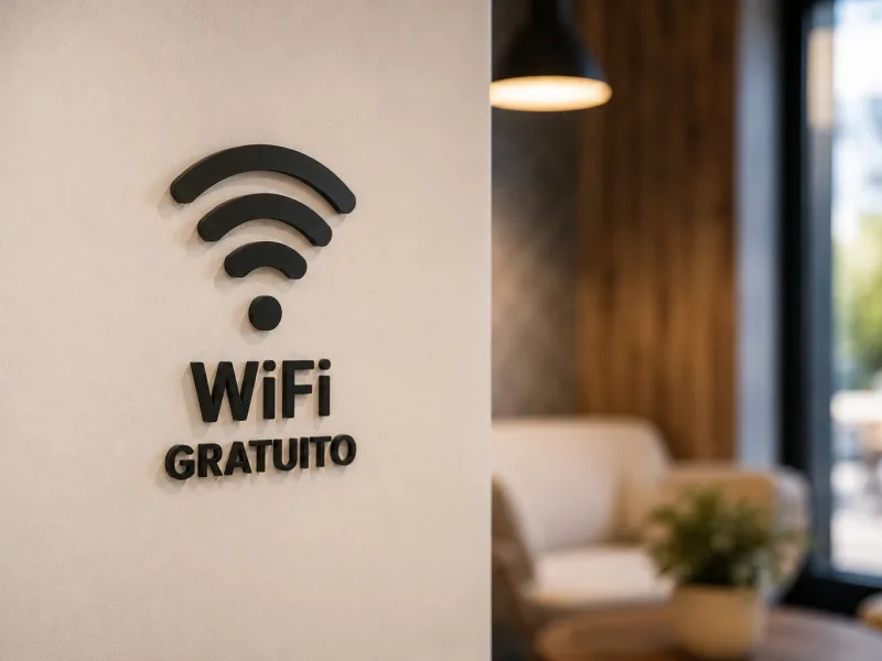 Cartel de wifi gratuito en el albergue